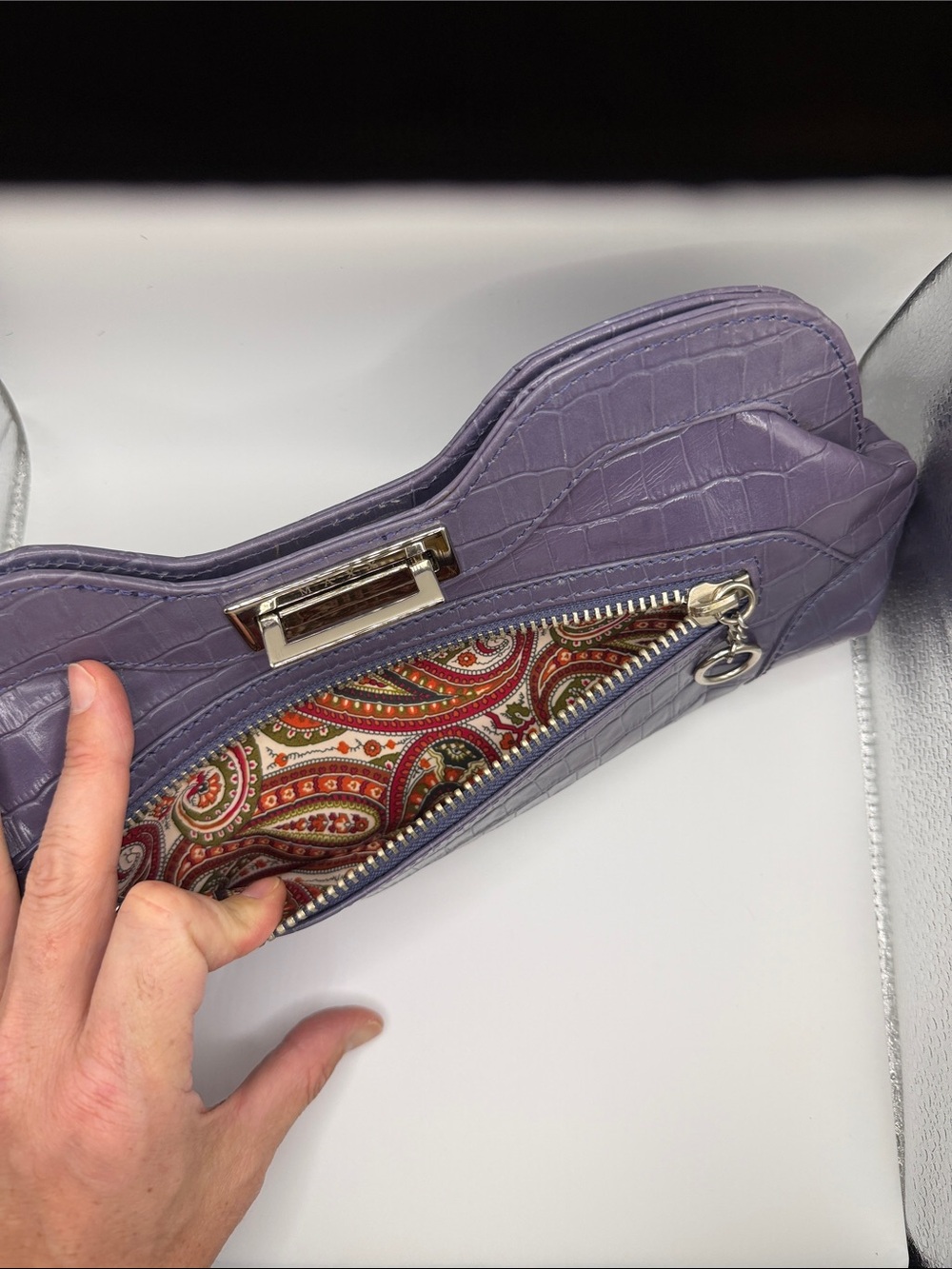 Maxx New York Purple Croc-Embossed Wristlet Clutch - Picture 5 of 7